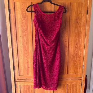 Beautiful and very comfortable burgundy sleeveless lace dress. Hardly worn.